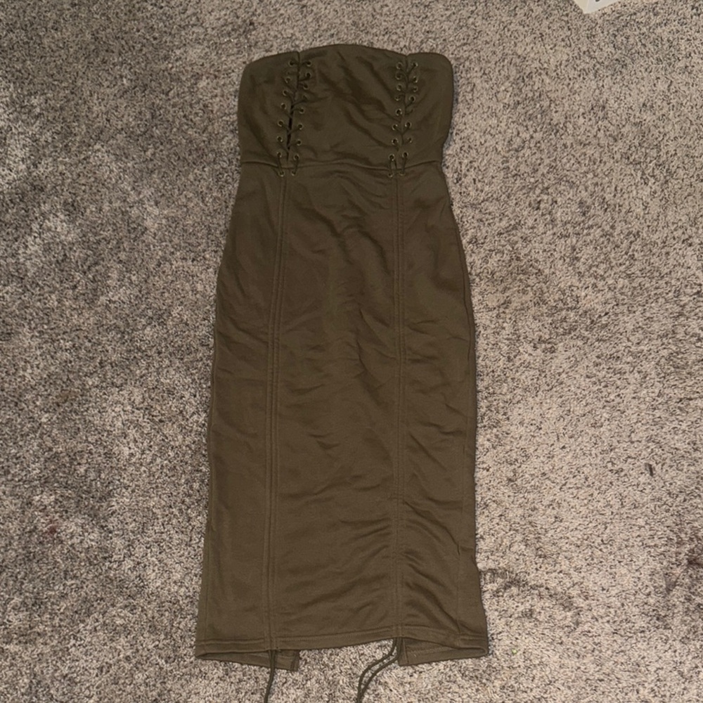 Fashion Nova Green Strapless Bodycon Dress for Night Out